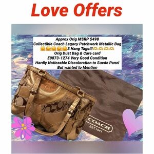 Coach Legacy Patchwork Metallic Shoulder Bag - Brown and Gold